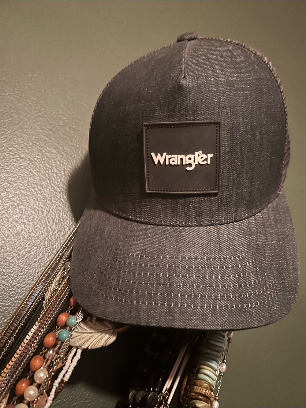 Wrangler Dark Charcoal Mesh-Back Cap with Patch Logo